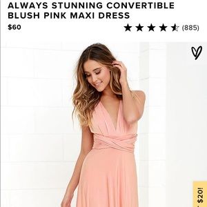 Lulus always stunning convertible maxi dress blush